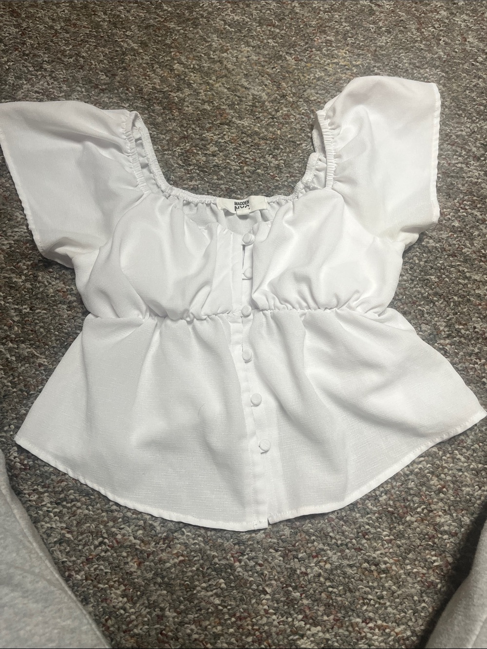 Made By Johnny White Button-Front Peplum Blouse